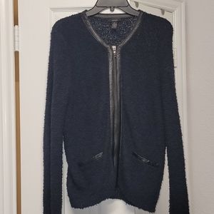 Navy Furry Cardigan/ Light Jacket